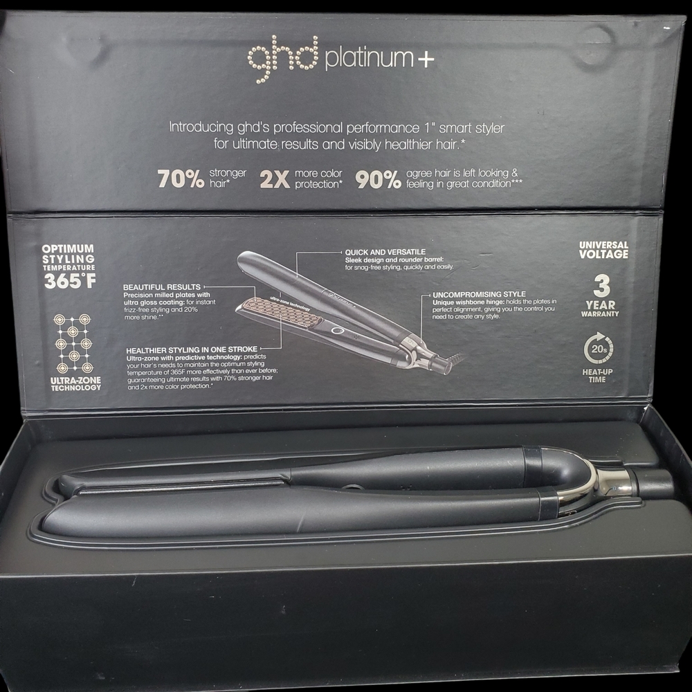 ghd Platinum+ 1 Inch Flat Iron Professional Performance Hair Styler Black
